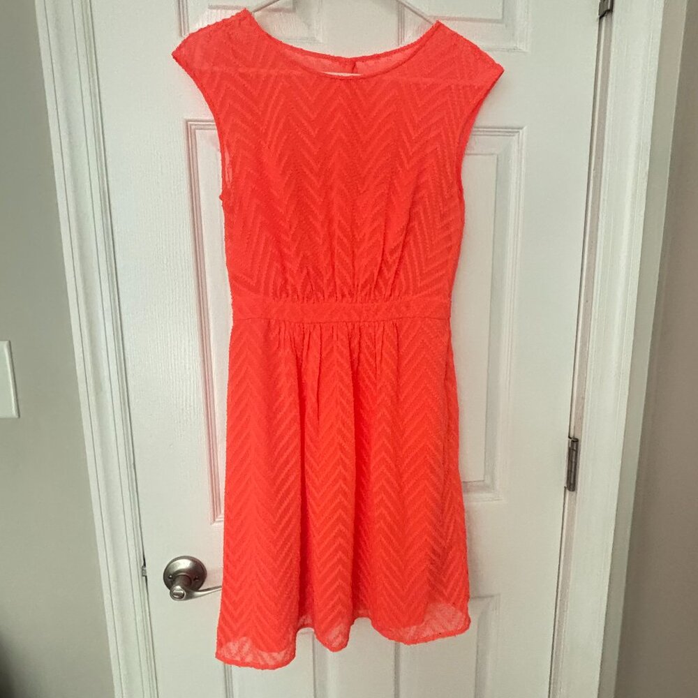 J.CREW Women's Neon Orange/Coral Party Dress - Size 2